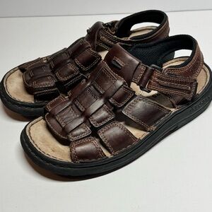 Y2K Vintage 90s Skechers brown leather chunky  fisherman sandals size 5